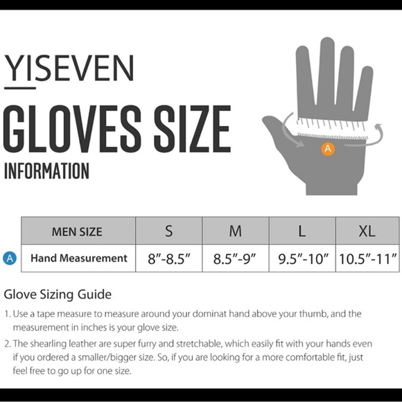 Yiseven Men’s 100% Leather Gloves sz M Navy Blue - Picture 7 of 9